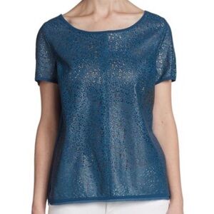 Pjk Patterson J. Kincade Hunter laser-cut lambskin sheer back top size S